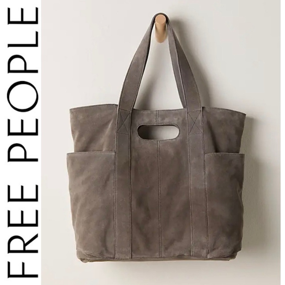 NWOT Free People Caravan Gray Suede Tote - Picture 2 of 10
